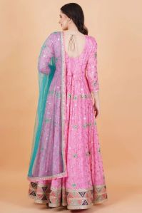 Pink Party Wear Full Length Dress