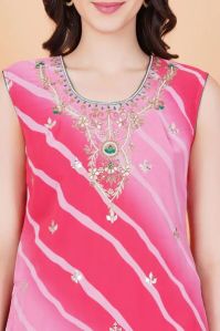 Pink Lehariya Printed Georgette Sharara Suit