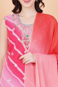 Pink Lehariya Printed Georgette Sharara Suit