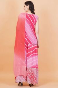 Pink Lehariya Printed Georgette Sharara Suit