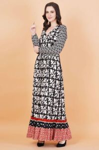 Printed Rayon Full Length Gown