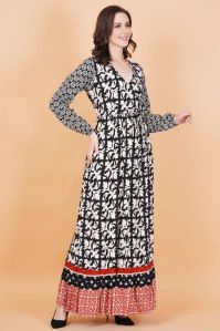 Printed Rayon Full Length Gown