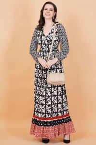 Printed Rayon Full Length Gown