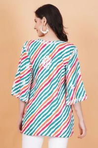Leheriya Print Cotton Chikankari Kurti