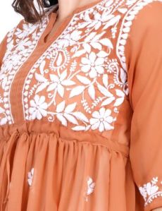 Dark Orange Georgette Peplum Top