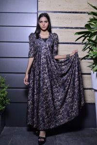 Puff Sleeves Full Length Gown