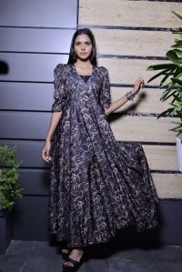 Puff Sleeves Full Length Gown