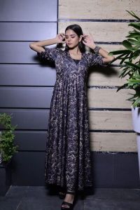 Puff Sleeves Full Length Gown