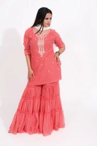 Gul Leheriya Printed Georgette Sharara Suit