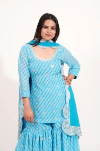 Neelkamal Leheriya Printed Georgette Sharara Suit