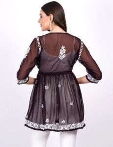 Brown Georgette Peplum Top