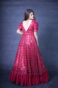 Red Full Length Party Wear Gown