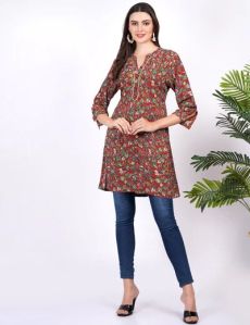 Cotton Silk Kalamkari Printed Kurti