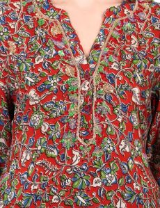 Cotton Silk Kalamkari Printed Kurti