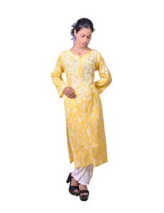 Yellow Mal Cotton Chikankari Kurta