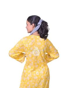 Yellow Mal Cotton Chikankari Kurta