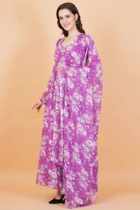 Purple Floral Printed Georgette Dress