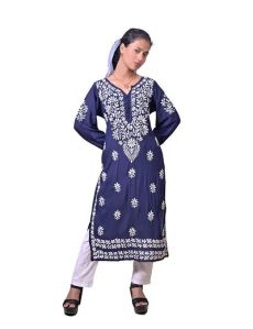Navy Blue Modal Cotton Chikankari Kurta
