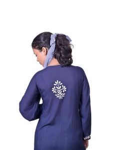 Navy Blue Modal Cotton Chikankari Kurta