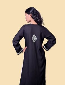 Black Modal Cotton Chikankari Kurta