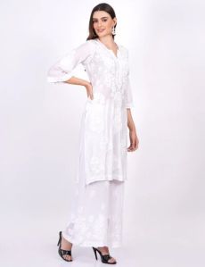 White Muslin Chikankari Kurti