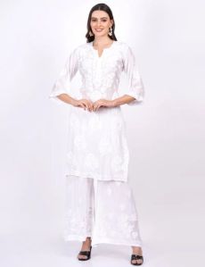 White Muslin Chikankari Kurti