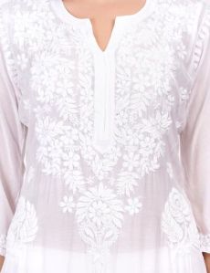White Muslin Chikankari Kurti