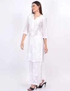 White Muslin Chikankari Kurti