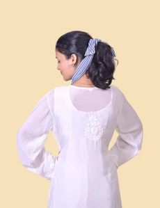 White Aline Muslin Chikankari Kurta