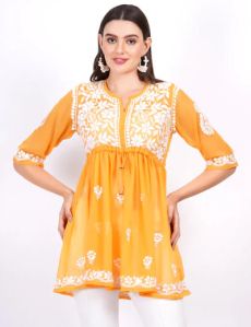 Mustard Color Georgette Peplum Top