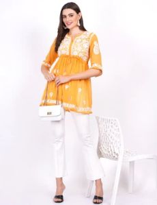 Mustard Color Georgette Peplum Top