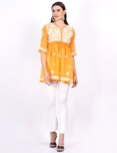 Mustard Color Georgette Peplum Top