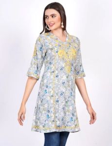 Printed Viscose Rayon Chikankari Kurti