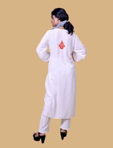 White Rayon Cotton Chikankari Kurta