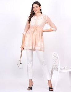 Skin Color Georgette Peplum Top
