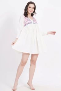 White Paplum Chikankari Dress