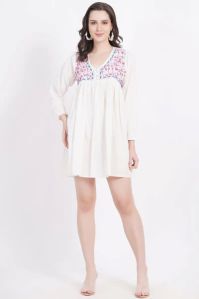 White Paplum Chikankari Dress