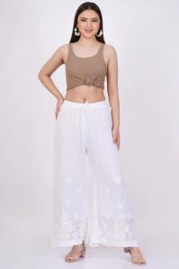 White Chikankari Palazzo Pants