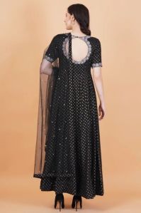 Black Full Length Kalidar Dress