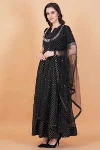 Black Full Length Kalidar Dress