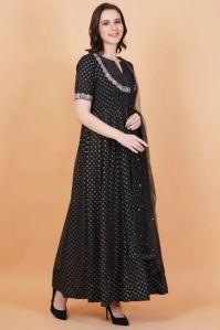 Black Full Length Kalidar Dress