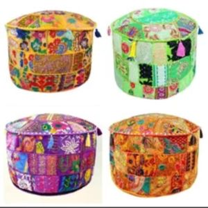 Round Banjara Pouf Cover