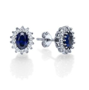 Real diamond earrings with Sapphire stones