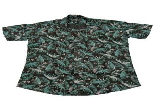 Black and Green Mens Viscose Half Sleeve Printed Shirt