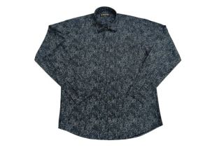 Mens Satin Navy Blue Printed Shirt