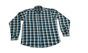 Mens Sea Green Full Sleeves Check Shirt