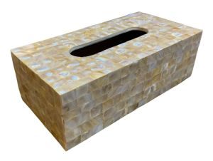 White Mother of Pearl Tissue Box