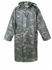 Army Print Long Rain Coat