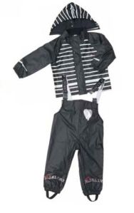 Kids Black White Polyurethane Rain Suit