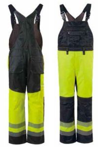 Mens Black and Neon Working Bib Pant